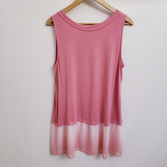 LOGO Lori Goldstein Pink Sleeveless Top Ombre Hem, Size M - Picture 3 of 5